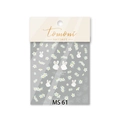 Stickers nail art en relief avec fleurs blanches et lapins mignons pour manucure MS-61 - Style en relief MS61