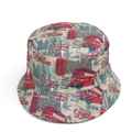Retro omkeerbare vissershoed met monumenten van Londen en Britse vlag bedrukking - M (56-58cm) / Vintage Bus