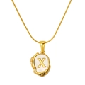 Collier plaqué or 18 carats avec pendentif en nacre et une breloque lettre X dorée - Lettre X (S-P035-X)