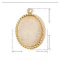 Detailed size chart of the oval natural stone pendant with gold stainless steel border - YE424-3 Beaded Oval White