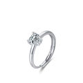 S925 Sterling Silber Herzring mit Zirkonia und verstellbarem offenem Design für Damen - Einstellbar Offen / Silber