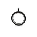 Circular black stainless steel Gau locket pendant with transparent window on white background - 30mm Black - Screw Open