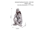 Modern abstract reading figurine with black letter prints and dimensions 11x6.5x7cm - Letter Reading Ornament HC2206