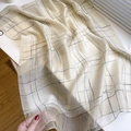 Lightweight beige silk wool scarf with thin black stripes for summer wear - Off-white