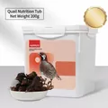 Friandises pour animaux à la caille lyophilisée en seau blanc avec un bol - Caille / 200.00g