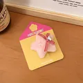 Plush pink star hair clip with checkered bow, pearl, and rhinestone, size 5x5cm - Pink Plush Star Hair Clip - Bowknot
