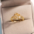 Bague vintage dorée avec motifs papillon et fleurs ajourés et cristaux roses - Or / Style Fleur Rétro Creux (Style 35)