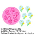 Stampo in silicone per margherite rosa con sei fori e modelli di fiori azzurri finiti - 1# (B1009/Margherita) / Rosa