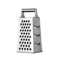 Vertical 4-sided stainless steel cheese grater with sturdy top metal handle and sharp holes - Natural