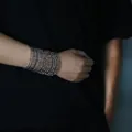 Set di bracciali da uomo stile hip-hop punk in argento con design a più strati - Set di Combinazione