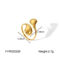 Dettaglio dell'anello aperto a goccia dorato con misure e peso del prodotto - Stile Doppia Goccia (YYR023326)