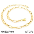 Golden stainless steel geometric hexagonal link chain necklace with lobster clasp - Style A Gold Necklace 65cm (KN228640-Z)