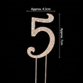 Approx. 7cm gold number 5 cake topper with sparkling white rhinestones for birthdays - Iron Art Gold Rhinestone Number 5
