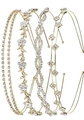 Set of 5 gold and silver bridal headbands with shimmering rhinestones and floral designs - Gold 4-Piece Set Style 21# (As Pictured)