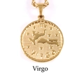 18K gold plated titanium steel round Virgo constellation coin pendant necklace - Virgo / Gold