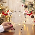 Christmas reindeer horn headband with red antlers, white pom poms and gold stars - Star Antlers Red