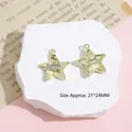 Y2K gold star charms with cubic zirconia and matte finish for DIY jewelry making - White Zircon Star / Gold