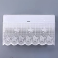 Detailed view of white lace air conditioner cover with floral embroidery and scalloped edges - 100cm Flat / Grid Rose/100cm