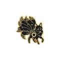 Emaille-Brosche mit Neunschwänziger-Fuchs-Motiv in Schwarz-Gold-Veredelung - Schwarz-goldener neunschwänziger Fuchs