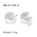 Detail showing 18k gold plated fan-shaped earrings with size specs 1.2cm and 3.3cm - 18K Gold / Silver (NB-E1104-S)