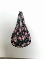 Black crinkled bubble tote bag featuring pink and yellow floral patterns - Dark Floral 5