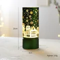 Green metal Christmas tree lantern with snowflake cutout and village patterns - Green Goblet