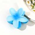 Light blue matte flower hair claw clip with sweet five-petal plumeria design for women - 8cm / Matte Gradient Blue