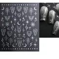 Silberne Retro-Nagelsticker SO-171 mit Sonnen-, Mond- und Sternenmustern - SO-171 Element Totem / Silber