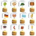 12pcs Oktoberfest cake toppers featuring pretzels, beer mugs and Bavarian hats - Oktoberfest Cupcake Toppers