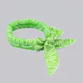 Cooling ice scarf featuring a green foliage pattern with a functional bow tie design - Korean Card / Green Leaves