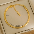 Detail view of 4mm gold-plated snake chain anklet with lobster clasp and extension - 6-7 (4mm Flat Snake Chain)