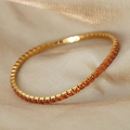 Pulsera tennis de acero bañado en oro con circonitas naranjas de corte cuadrado - Color Oro/Circonita Naranja