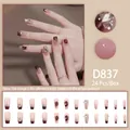 Burgundy heart rhinestone press-on nails set with long glitter gradient finish - Red and Pink Gradient Silver Glitter Star Rhinestone Style (D837) / 24 Pieces (With Glue)