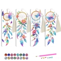 Set mit 4 DIY Diamant Malerei Lesezeichen mit Traumfänger Motiven und Quasten - Dream Catchers