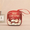 Red Christmas cartoon coin purse with zipper and festive snowman illustration - Square Christmas 1