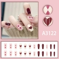 Uñas postizas de bailarina rojo vino con rombos y set de 24 piezas de trapecio largo - Estilo de Rombos y Corazón Rojo Vino (A3122 Tipo Pegamento)