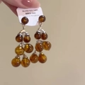 Boucles d'oreilles vintage en résine ambrée géométrique avec tiges en argent style élégant - 44# Gland Rond Argent Ambre (Tige en Argent)