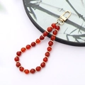Agate natural stone pendant with gold clasp for phones and CCD cameras in oriental style - K3495 Red Agate Pendant