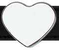 Silver heart-shaped alloy accessory buckle on black wristband for DIY jewelry - 10MM Smooth Heart - Chrome