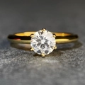 Classic six-prong 18K gold plated S925 silver ring featuring a 1 carat round moissanite - US 5 / 6-Claw Round 1ct Solitaire-Gold