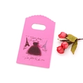 Pink Paris theme mini plastic gift bag with Eiffel Tower and fashion gown print - No. 48 (Pink Fashion Paris)