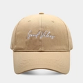 Gorra de béisbol de algodón caqui con bordado Good Vibes y visera curva ajustable - Ajustable / Caqui