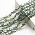 Strand of 12mm green rhombus electroplated glass pendant beads for DIY jewelry - Yellow Green Iridescent