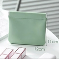 Detail view of light green pouch with metal closure showing 11cm by 12cm dimensions - Large Light Green