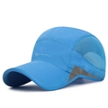 Sky blue breathable mesh running hat with reflective strip and quick-dry fabric - Adjustable / Sky Blue