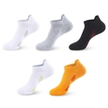 Breathable cotton athletic ankle socks in assorted colors with elastic ribbed cuffs - One Size (37-45) / Mixed Colors (5 Pairs Pack)