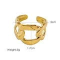Macro detail of 14K gold-plated irregular chain ring with lava texture and 2cm width - Gold-Lava