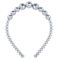 Elegant polished silver pearl headband accessory with metallic spherical beads on white background - Gradient Silver Beads-High Gloss Mirror