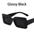 Retro small square frame sunglasses in polished bright black with dark lenses - Black Frame Grey Lens
