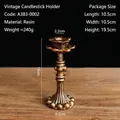 Vintage French floral resin candlestick with antique bronze finish on a rustic wood base - Candlestick Style B / Bronze